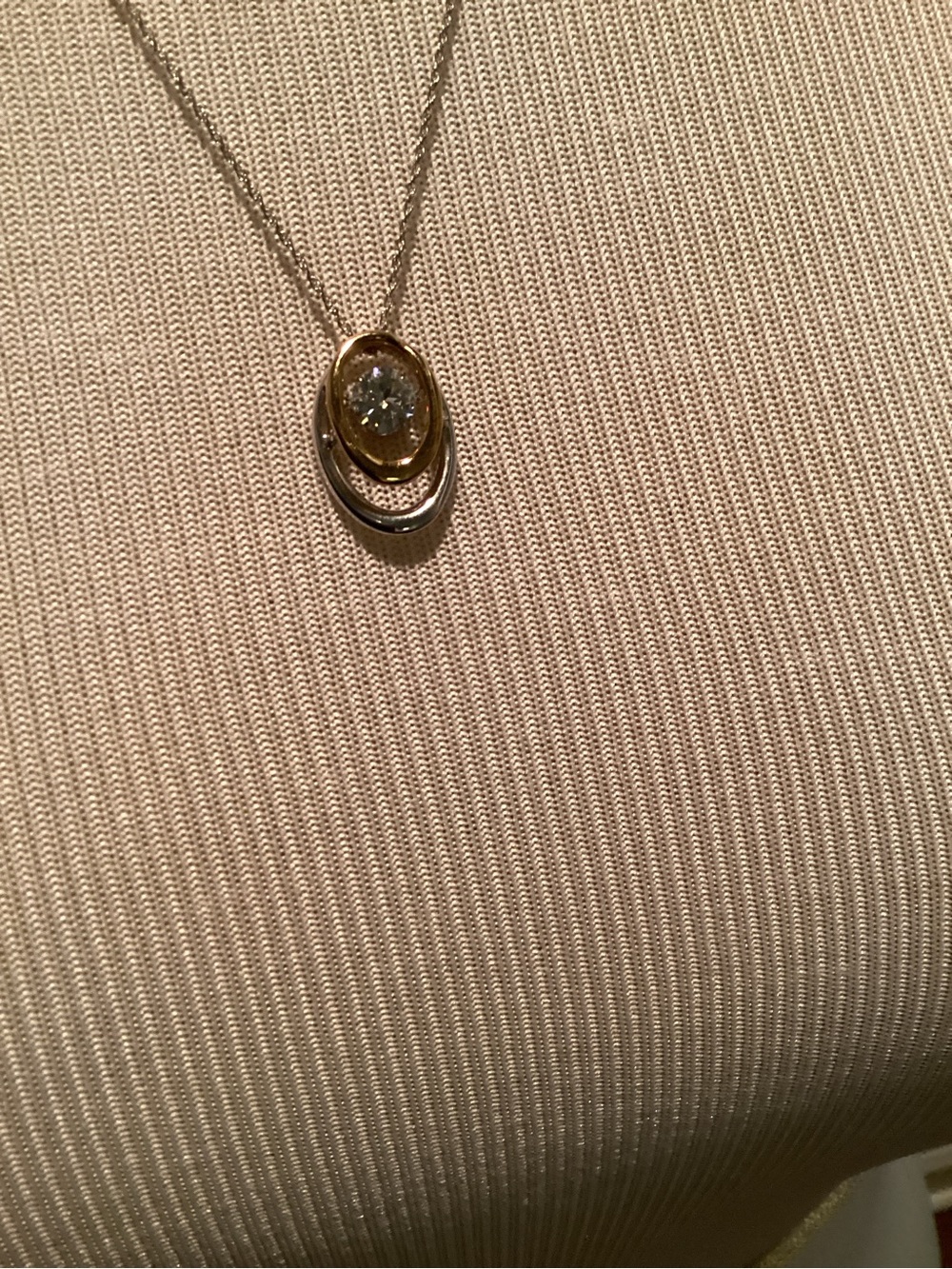 Charles & Covard Two-Tone Oval Dancing Moissanite Pendant Necklace